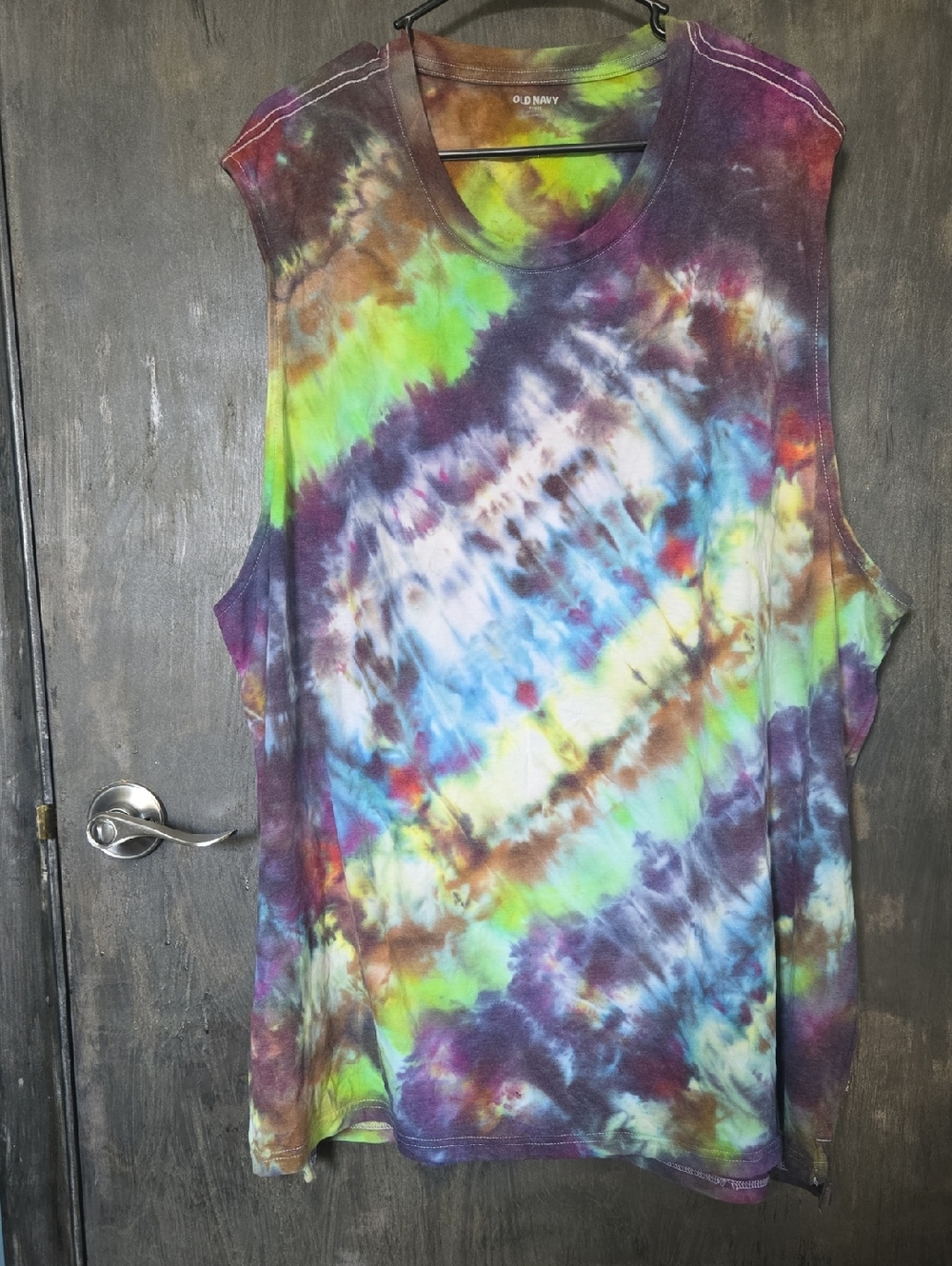 Old Navy Tie-Dye Muscle Tee - Purple, Green, Blue, Brown